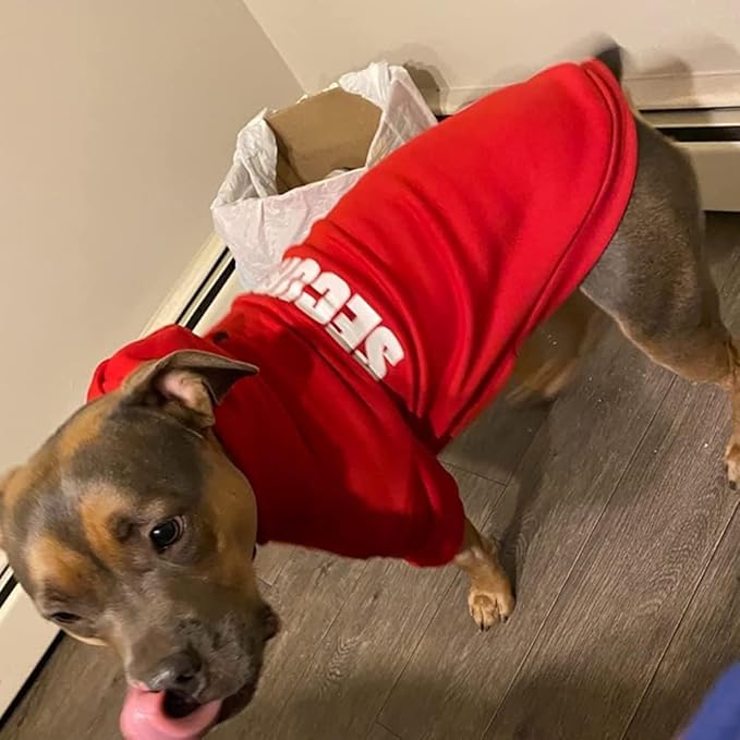 BINGPET Security Dog Hoodies Puppy Sweater Cold Weather Dog Coats Soft Brushed Fleece Pet Clothes Hooded Sweatshirt for Dog Cat