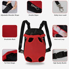 FEimaX Dog Carrier Backpack Pet Legs Out Front Cat Travel Bag, Adjustable Puppy Backpacks Carriers Hands-Free for Small Medium Dogs Cats Hiking Traveling Camping Daily Walking (X-Large, Red)
