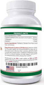 Cranberry D-Mannose for Dogs and Cats Urinary Tract Infection Support Prevents and Eliminates UTI, Bladder Infection Kidney Support, Antioxidant (Double Strength Tablet, 150 Count)
