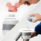 NACOCO Pet Standing Water Dispenser - Cat Dog Standing Bowl with Detachable Pole Automatically Feeding Water Height Adjustable(Grey-Pink Ear)