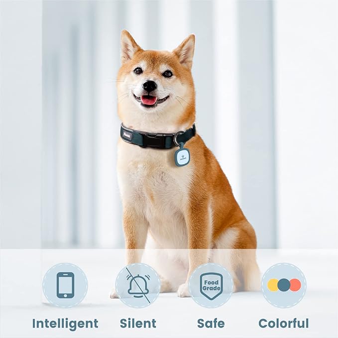 Pawaii Silent Silicone Dog ID Tag, Modifiable Pet Online Profile and Emergency Contacts, Scan QR for Instant Location Alerts, 1 Pack (Deep Sea Blue)