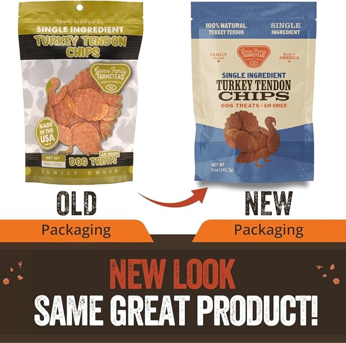 Gaines Family Farmstead Turkey Tendon Chips for Dogs – 5 oz, Natural Single-Ingredient Dog Treats, High-Protein Crunchy Chews, Rawhide Alternative, Grain-Free, Made in USA