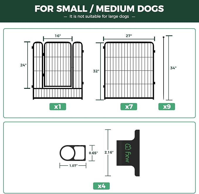 FXW Rollick Dog Playpen with Anchor Kit (Pack of 4) – 32 Inch 8-Panel Dog Pen for Medium & Large Dogs, Stable & Safe Indoor/Outdoor Play│Patented