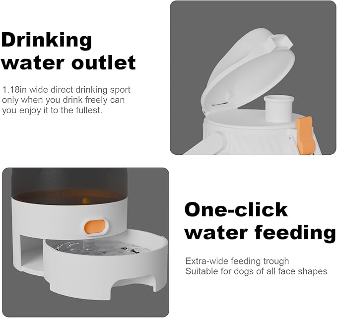 52oz Dog Water Bottle Portable - Travel Dog Water Bowl - Camping, Walking (White)