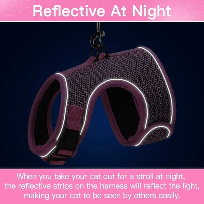 PUPTECK Soft Mesh Cat Vest Harness and Leash Set Puppy Padded Pet Harnesses Escape Proof for Cats Small Dogs Rabbits Bunny
