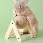 ABOOFAN Cat Scratcher Toy with Sisal Ball Cats Scratching Rope Ball Interactive Rotatable Wood Pet Scratcher Toys Durable for Indoor Kitties to Grind Claws Pet Furniture Supplies