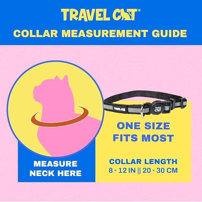 Travel Cat Breakaway Cat Collar - Black Adjustable Cute Cat Collar with Quick Release Safety Buckle for Boy and Girl Cat - Nylon 8-13 inch Length Kitten Collar with Metal D-Ring, Machine Washable