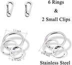 IVIA Dog Tag Clips / 2 Pack/Multiple Size 304 Stainless Steel Quick Clip with Rings/Easy Change Dog Cat ID Tag Holder for Small pet Collars and Harnesses.(2 Small Silver)