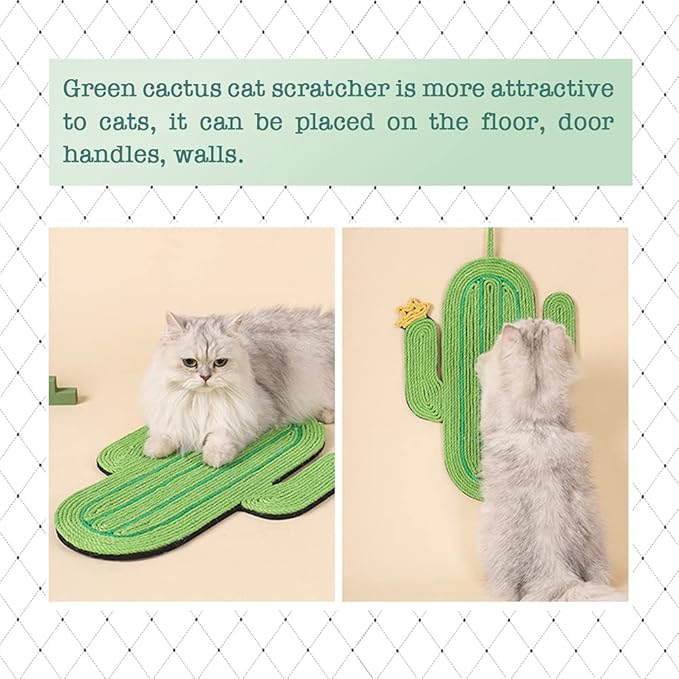 Cat Scratcher Mat, Natural Sisal Cat Scratch Mats, Horizontal Cat Floor Scratching Pad Rug, Protect Carpets and Sofas,Scratching Pads for Indoor Cats(Cactus)