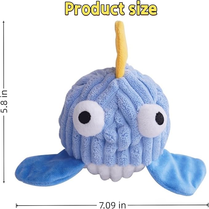 Dog Toys for Aggressive Chewers,Squeaky Dog Toys to Keep Them Busy,No Stuffing Interactive Dog Chew Toys,Suitable for Medium,Large and Small Dog(Blue Whale)