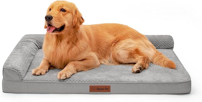 Orthopedic Dog Beds Large Sized Dog, 3 Inch Memory Foam Pet Bed for Medium and Large Dogs, Washable Removable Cover, Nonskid Bottom, Waterproof, 44x32 Inches XXL Light Grey