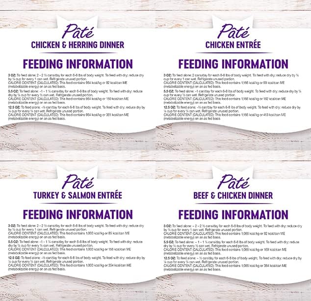 Wellness Natural Premium Canned Cat Wet Food Pate - 12 Pack Cans Variety Bundle Pack 4 Flavor - (Chicken,Beef, Salmon & Turkey) W/HS Pet Food Bowl - (5 Oz Cans)