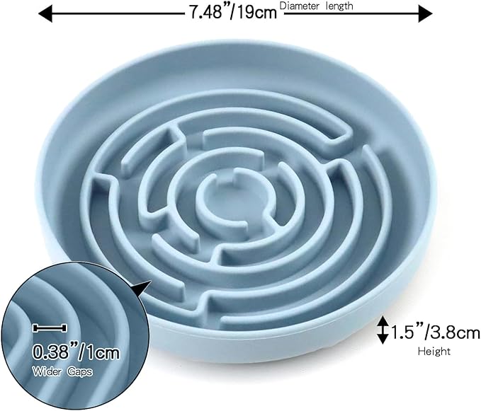 YINGFAN Slow Feeder Dog Bowls, Silicone Non-Slip Dog Slow Feeder Bowl, Puzzle Slow Eating Bowl for Medium to Small Dogs, Easy to Clean & Dishwasher Safe, 2 Cup, Blue