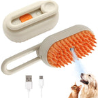 4-in-1 Steam Brush for Cats & Dogs - Grooming Tool with Vibration Massage, 360° Rotation & USB Charging, Pet Hair Remover for Shedding Control, Gentle on Skin