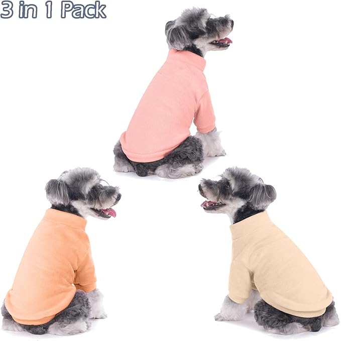 Dog Sweater, 3 Pack Dog Sweaters for Small Dogs Girl Boy, Ultra Soft Warm Puppy Clothes Dog Coat for Winter (Peach+Lt Camel+Pink, Small)