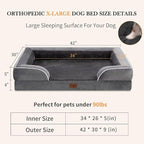 Comfort Expression Cooling Dog Bed, Memory Foam Orthopedic Dogs Beds for Extra Large Dogs, XL Dog Bed with Removable Cover, Waterproof Pet Beds Large with Bolster(X-Large,Leaden Grey)