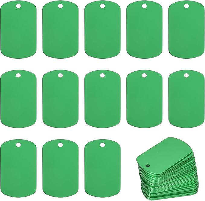 MECCANIXITY Blank Dog Tags Rectangle Blank Aluminum Blank Keychains Laser Engraving Blanks ID Name Tag Metal Personalized Pet Tags for DIY Crafts Green, 300 Pack