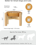 Ceramic Maze Dog Slow Feeder with Non-Slip Silicone Rim (& Bamboo Stand) – Heavy-Duty Stoneware Bowl with Puzzle Pattern for Bloating & Obesity Prevention (Raised-Orange-S)