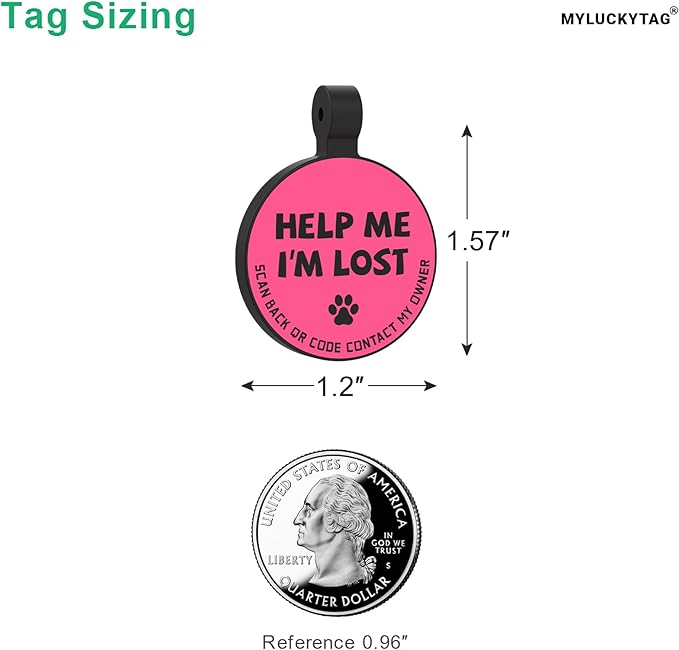 MYLUCKYTAG Silent Silicone QR Code Dog Tags - Scan QR, Receive Instant Pet Location Alert Email