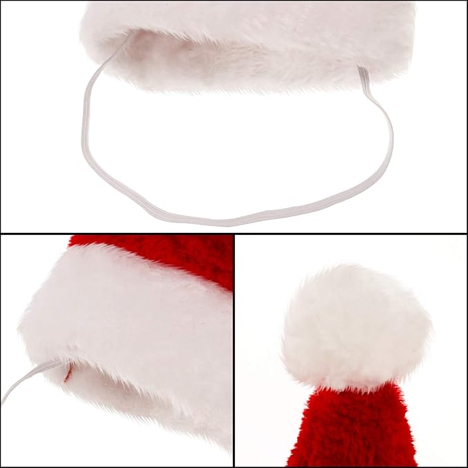 4 Pieces Cat Santa Hat Dog Christmas Hat with Adjustable Chin Cute Christmas Pet Costumes for Dogs Cats Winter Holiday Party Dress up Photo Props Supplies Gifts