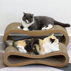Modkat® Premium 2 Cat Scratcher Set. Large (30L X 10.6H in.) and Small (26.6L X 7H in.) Sizes. Scratch, Play Lounge. High-Grade Cardboard, 100% Recyclable, Reversible.