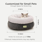 Cat Bed for Indoor Cats,Round Cat Bed for Small Pets,Washable Pet Bed with Non-Skid Bottom,Pet Bed for Puppy and Kitty,19 Inches,Deep Grey