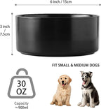 6'' Ceramic Dog Bowl - 30Oz Classic Dogs Food & Water Bowl for Small and Medium Breed Dogs, Heavy Duty Non-Slip Dog Dishes, Food Grade Stoneware Pet Bowl, Dishwasher & Microwave Safe, Black