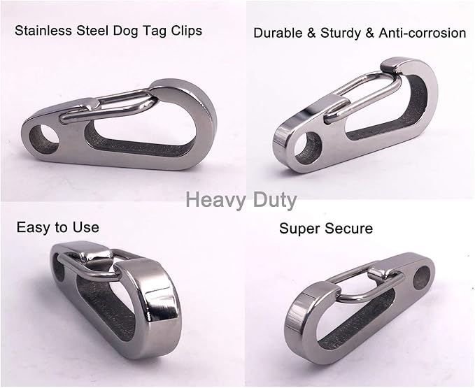 COMTIM 2 Pack Dog Tag Clips, Stainless Steel Heavy Duty Quick Clips Pet ID Tag Holder for Dog/Cat Collar and Harness