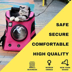 Fat Cat Backpack Carrier - Airline Approved Cat Carrier with Space Capsule Bubble for for Small Cats, Kitten - Premium Deep Rose Pink Cat Carrier Backpack for Outdoor, Travel, Hiking, Pet Supplies