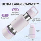 Insulated Dog Water Bottle with Travel Bowl, Dog Lover Gift, Portable Water Bottle Dispenser, Accessories for Car, Hiking, Camping, Outdoor, Leak-Proof, Detachable (Pale Mauve)