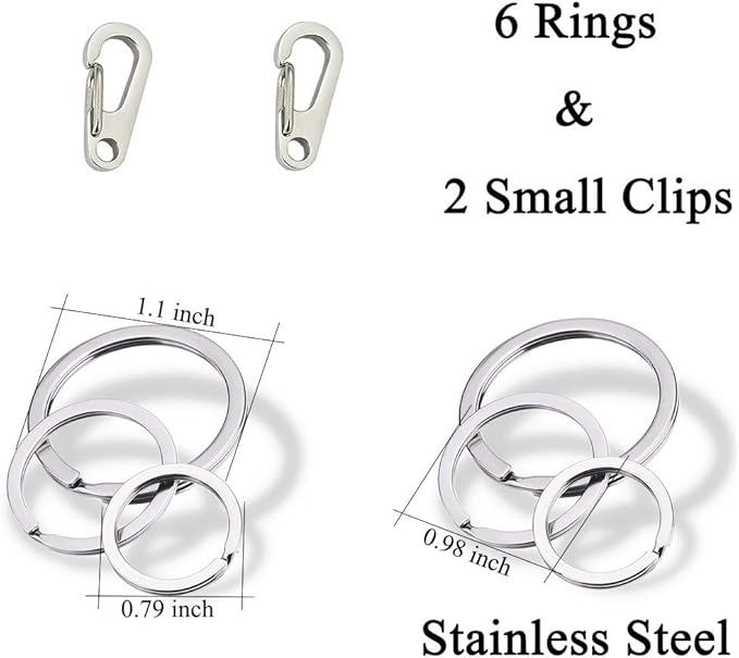 IVIA Dog Tag Clips / 2 Pack/Multiple Size 304 Stainless Steel Quick Clip with Rings/Easy Change Dog Cat ID Tag Holder for Small pet Collars and Harnesses.(2 Small Grey)