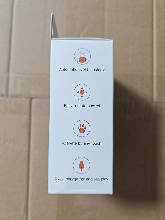 Turbo Tail 3.0 Interactive Cat Toy - Smart Remote Control Electric Mouse with Feathers, 3 Play Modes (Smart/Manual/Standby), Auto Obstacle Avoidance, Type-C, 8H Playtime - Orange (1PC)