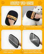 2PCS Electrostatic Pet Hair Remover Glove, Reusable Cat Dog Pal Hair Cleaning Grooming Removal Mitt