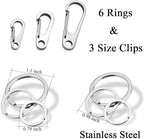 IVIA Dog Tag Clips/Multiple Size 304 Stainless Steel Quick Clip with Rings/Easy Change Pet ID Tag Holder for Small/Medium/Large Dog Cat Collars and Harnesses.(3 Pack)