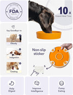 LE TAUCI Ceramic Puzzle Feeder Bowl Raised 1.5 Cup with Wood Stand for Small Medium Dog & Puppy, Fast Eating Food Dish,Pumpkin Orange