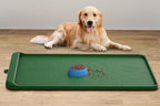 Dog Food Mat - Silicone Dog Mat for Food and Water - 36" x 24" Large Pet Feeding Mats with Residue Collection Pocket - Waterproof Dog Cat Bowl Mat with High Edges to Prevent Water Food Spills (Green)