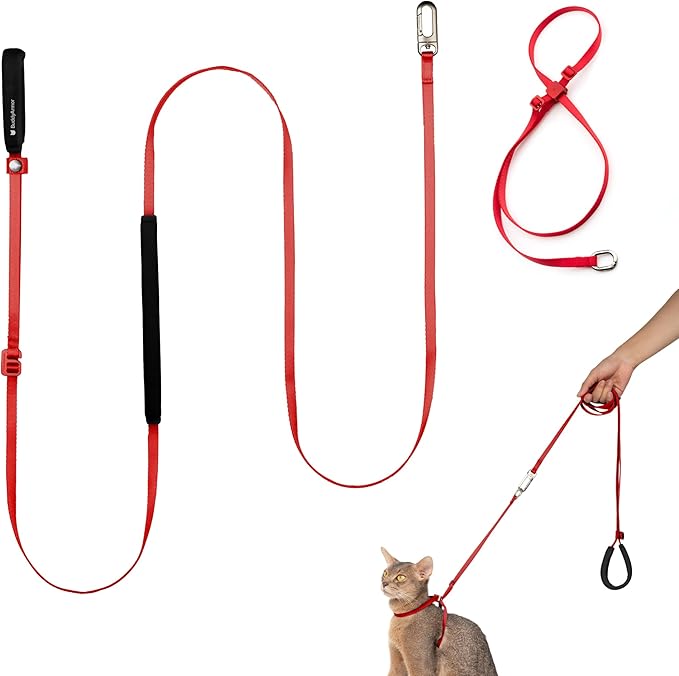 Cat Harness and Leash Set, Lightweight Escape Proof Cat Harness Leash with Padded Handle, Adjustable Cat Leash and Harness for Kitten Small Large Cats Walking Training (Vivid Red, S)