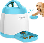 PETGEEK Automatic Dog Treat Dispenser, Puzzle Memory Training Activity Toy- IQ Training Dog Button Feeder, Remote Button Treat Dispenser for Dogs (Upgrade Blue)