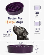 LE TAUCI Slow Feeder Dog Bowls Ceramic, 3 Cups Slow Feeding Dog Bowl Medium Large Breed, Pet Bowl for Fast Eaters, Puzzle Pet Dishes, Maze Purple