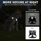 SCENEREAL Cat Harness and Leash Set for Walking Escape Proof, Adjustable Harness for Kitten Puppy Small Medium Large Cats, Reflective Soft Mesh Small Cat Harness, Comfort Fit, Easy Control