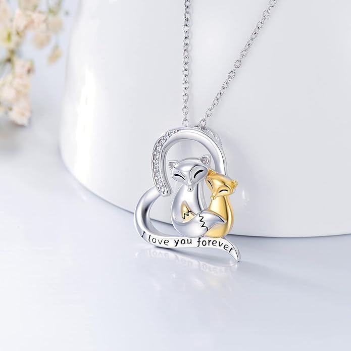 Black Cat/Fox/Owl/Panda/Butterfly/Cat/Dog Paw Print/Mushroom for Women Sterling Silver Animal Pendant Necklace Jewelry Christmas Birthday Gifts for Couples Sisters