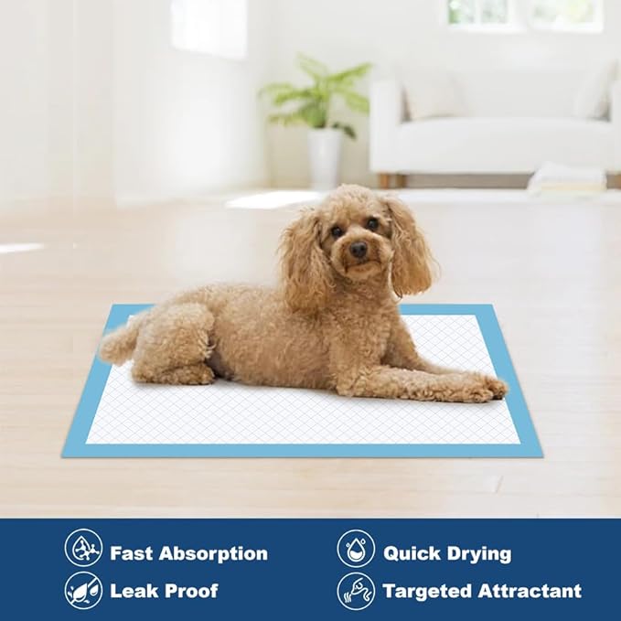 100 Count 22” x 22” Disposable Dog Pee Pads, Super Absorbent Leakproof Puppy Pads Quick Drying, Pee Pads for Dogs, Potty Dog Training Pads