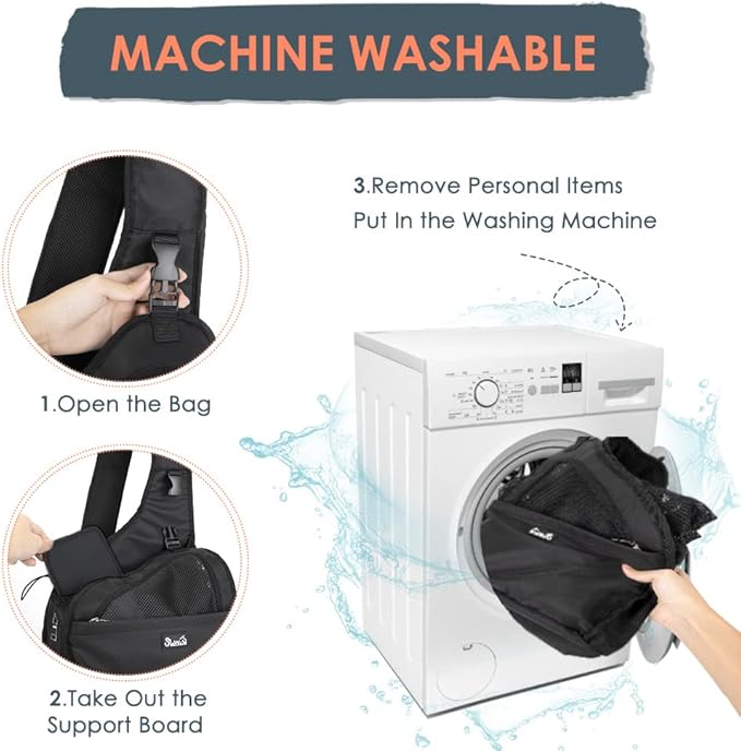 SlowTon Pet Dog Sling Carrier, Hands Free Hard Bottom Papoose Small Animal Puppy Up to 12 lbs Travel Bag Tote Breathable Mesh Support Adjustable Padded Strap Pocket Safety Belt Machine Washable