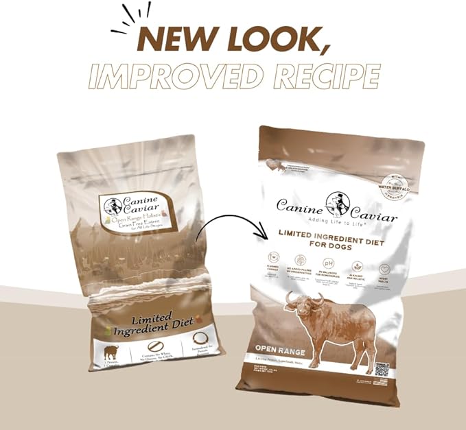 Canine Caviar - Open Range: Water Buffalo & Chickpea Alkaline Dry Dog Food, Limited Ingredients, Gluten-Free, Based on Science & Research, Veterinary Alternative Diet (22 Pound Bag)