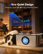 12L/3gal Stainless Steel Large Dog Water Fountain for Large Dog, Electric Pet Water Dispenser with Water Level Window&LED, Cat and Dog Fountain Water Bowl for Multi-Pet Home,Super Quiet