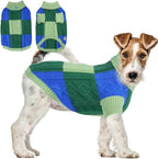 Turtleneck Pet Sweaters for Dogs Boys or Girls,Color Inlay and Moving Needle Pattern Dog Sweater,Pet Clothes,Dog Sweaters,Suitable for Various Breeds Dogs or Sizes(Green Group,XS)