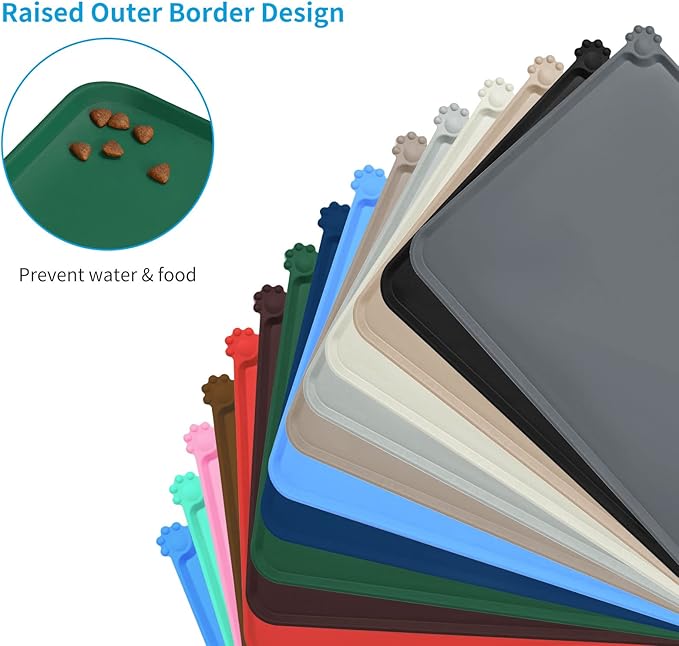 AUDWUD Silicone Waterproof Pet Feeding Mats,Anti Slip Bowl Pad,Dog Mat for Food and Water