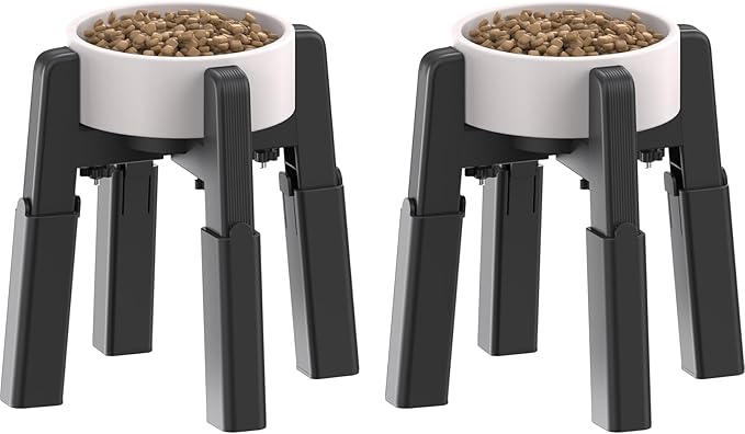 CZPET Dog Bowl Stand with Adjustable Height and Width [2 Pack, Stand Only], Elevated Pet Water & Food Feeder for Medium and Large Pets, Stable and Anti-Slip Raised Bowl