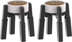 CZPET Dog Bowl Stand with Adjustable Height and Width [2 Pack, Stand Only], Elevated Pet Water & Food Feeder for Medium and Large Pets, Stable and Anti-Slip Raised Bowl