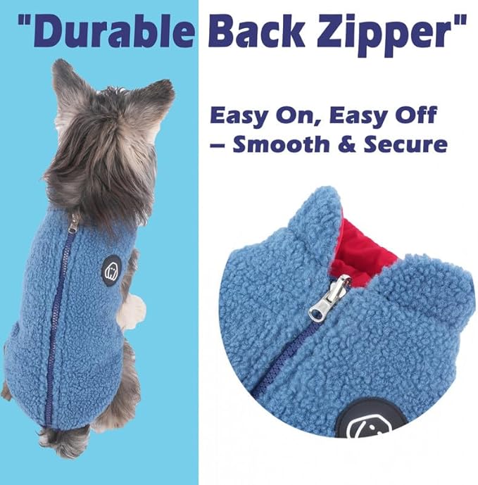 Dog Coat Reversible Winter Jacket for Small Dog Puppy Cozy Fleece Lining Size XXL